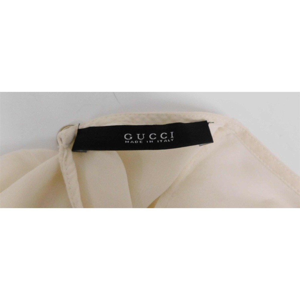 Gucci Ivory‎ 100% Silk Short Sleeve Blouse sz 40 - Picture 5 of 6